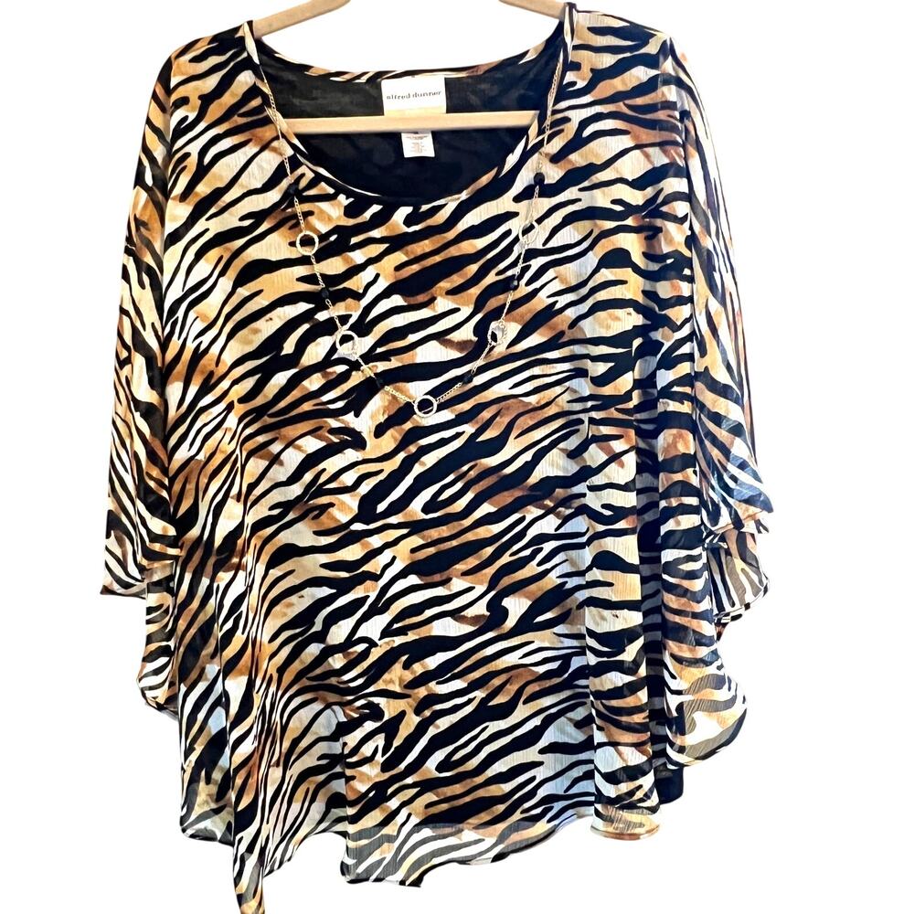 Alfred Dunner Animal Print Blouse in Black, Brown, Cream